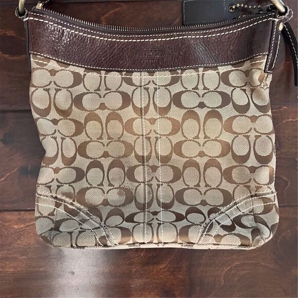 Vintage 1990s Coach Signature Brown Leather Crossbody Bucket Bag BRAND NEW Clean - Picture 5 of 10